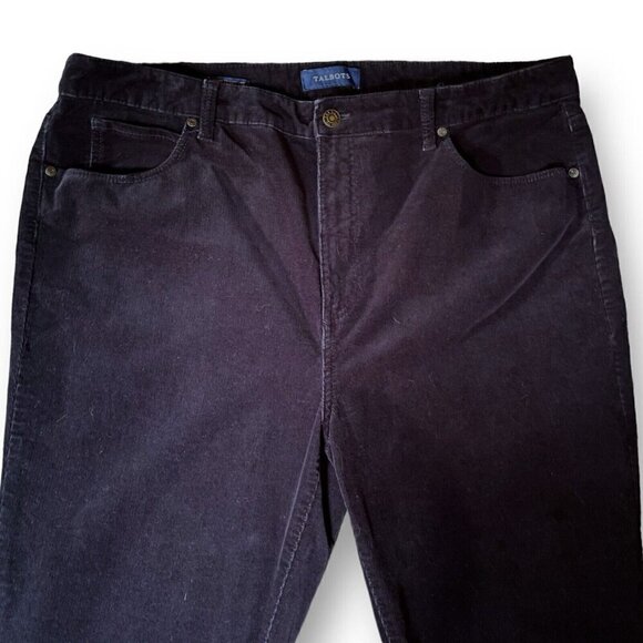 Talbots Womens Pant Sz 18 Navy Blue Stretch Corduroy High Waist Straight Leg - Picture 3 of 7